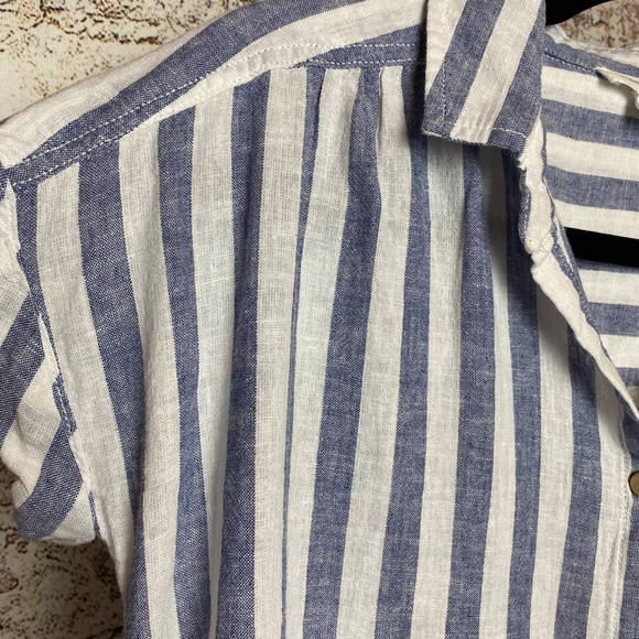 Beachlunchlounge Womenʻs Striped Linen Cotton Button Down Blouse XS - Picture 2 of 5